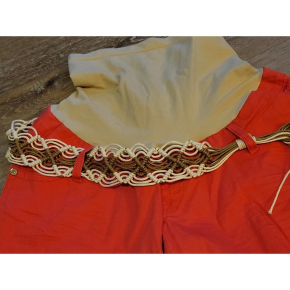NWT Maternity Cut Off Shorts by WallFlower. Size Large. Coral. Belt included! - Picture 4 of 8